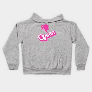 Queen Doll core style logo design with girl silhouette Kids Hoodie